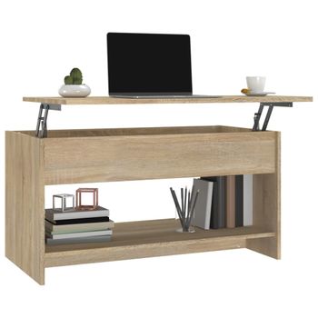 Mesa De Centro Madera Contrachapada Roble Sonoma 102x50x52,5 Cm Marrón