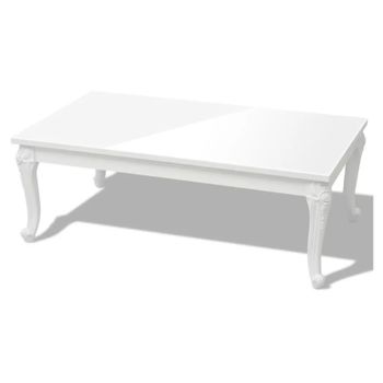 Mesa De Centro 115x65x42 Cm Blanco Con Brillo