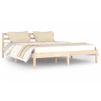 Estructura De Cama De Madera Maciza De Pino 160x200 Cm Marrón