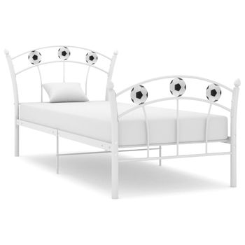 Estructura De Cama Con Diseño De Fútbol Metal Blanco 90x200 Cm