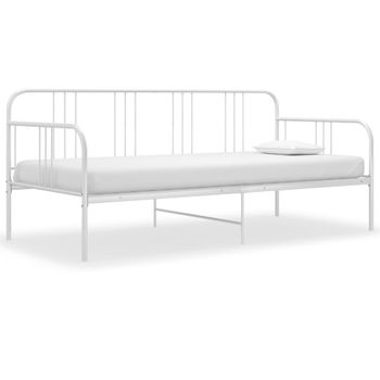 Estructura De Sofá Cama De Metal Blanco 90x200 Cm