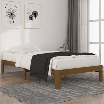 Estructura De Cama Madera Maciza Pino Marrón Miel 100x200 Cm