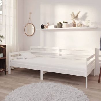 Sofá Cama De Madera Maciza De Pino Blanco 90x200 Cm