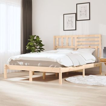 Estructura De Cama Madera Maciza De Pino 135x190 Cm