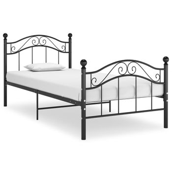 Estructura De Cama De Metal Negro 100x200 Cm