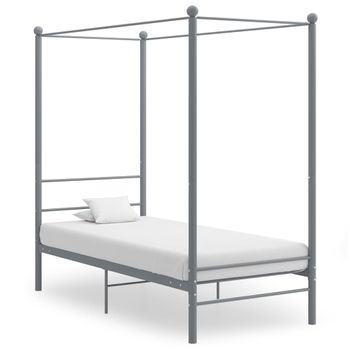 Estructura De Cama Con Dosel Metal Gris 100x200 Cm