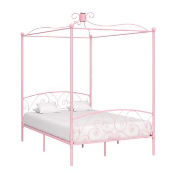 Estructura De Cama Con Dosel Metal Rosa 120x200 Cm