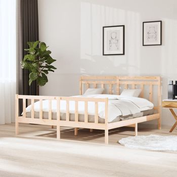 Estructura De Cama De Madera Maciza 160x200 Cm