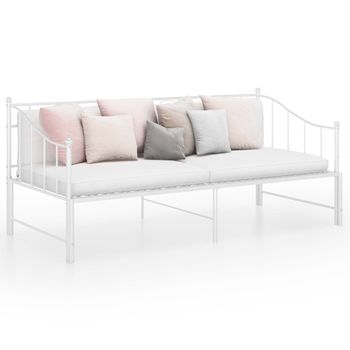 Estructura De Sofá Cama Extraíble De Metal Blanco 90x200 Cm