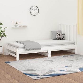 Sofá Cama Extraíble Madera Maciza De Pino Blanco 2x(90x190) Cm