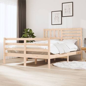 Estructura De Cama Madera Maciza 140x200 Cm