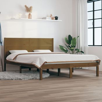 Estructura De Cama Madera Maciza De Pino Marrón Miel 120x200 Cm