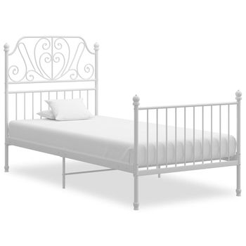 Estructura De Cama De Metal Blanco 100x200 Cm