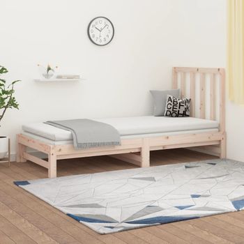 Sofá Cama Extraíble Madera Maciza De Pino 2x(90x190) Cm