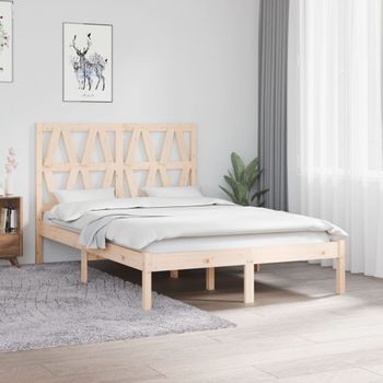 Estructura De Cama Matrimonial Madera Maciza De Pino 120x190 Cm