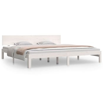 Estructura De Cama Madera Maciza De Pino Blanco 200x200 Cm