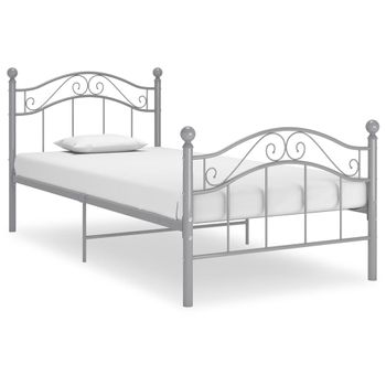 Estructura De Cama De Metal Gris 100x200 Cm