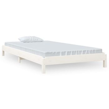 Cama Apilable De Madera Pino Maciza Blanco 90x200 Cm