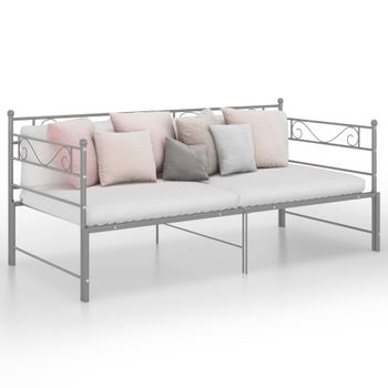 Estructura De Sofá Cama Extraíble Metal Gris 90x200 Cm