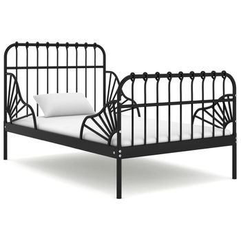 Estructura De Cama Extensible Metal Negra 80x130/200 Cm