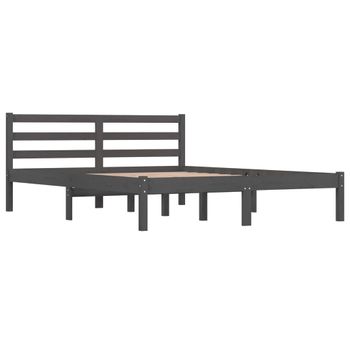 Estructura De Cama Madera Maciza De Pino Gris 140x190 Cm