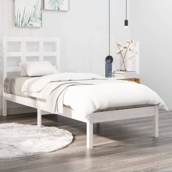 Estructura De Cama Madera Maciza De Pino Blanco 100x200 Cm