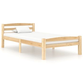 Estructura De Cama De Madera Maciza De Pino 100x200 Cm Marrón