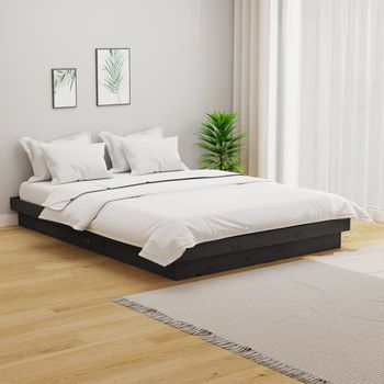 Estructura De Cama Madera Maciza Gris 120x200 Cm