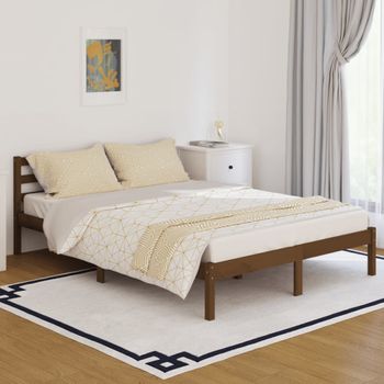 Estructura De Cama Madera Maciza De Pino Marrón Miel 140x200 Cm