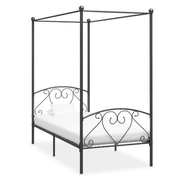 Estructura De Cama Con Dosel Metal Gris 100x200 Cm