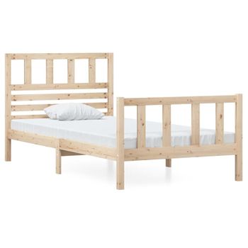 Estructura De Cama Madera Maciza 90x200 Cm Marrón