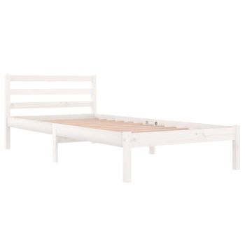 Estructura De Cama Madera Maciza De Pino Blanco 90x200 Cm