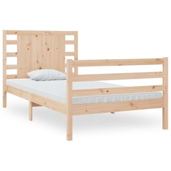 Estructura De Cama Madera Maciza De Pino 75x190 Cm Marrón