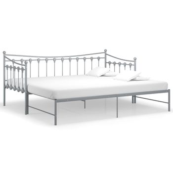 Estructura De Sofá Cama Extraíble De Metal Gris 90x200 Cm