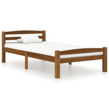 Estructura De Cama Madera Maciza Pino Marrón Miel 90x200 Cm