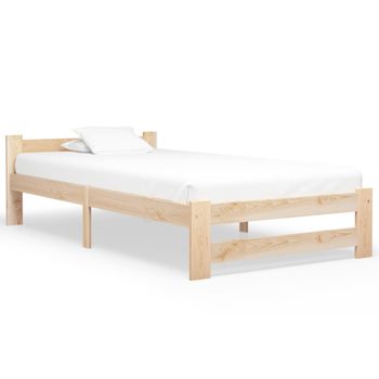 Estructura De Cama De Madera Maciza De Pino 90x200 Cm Marrón