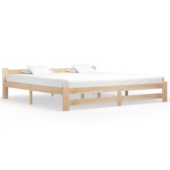 Estructura De Cama Madera Maciza De Pino 200x200 Cm Marrón