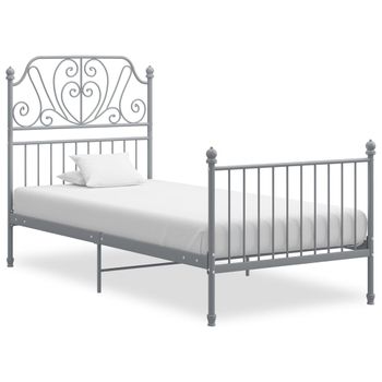 Estructura De Cama De Metal Gris 100x200 Cm