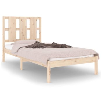 Estructura De Cama Madera Maciza 75x190 Cm Marrón