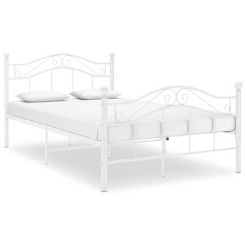 Estructura De Cama De Metal Blanco 120x200 Cm