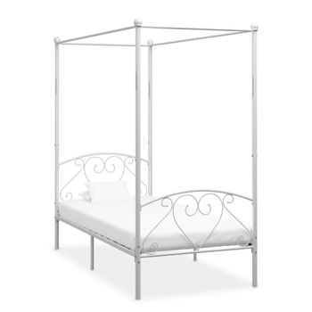 Estructura De Cama Con Dosel Metal Blanco 100x200 Cm