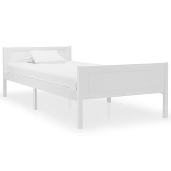 Estructura De Cama De Madera Maciza De Pino Blanca 90x200 Cm