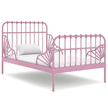 Estructura De Cama Extensible Metal Rosa 80x130/200 Cm