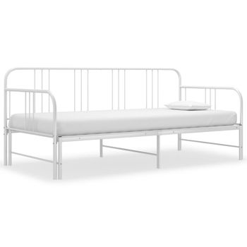 Estructura De Sofá Cama Extraíble De Metal Blanco 90x200 Cm