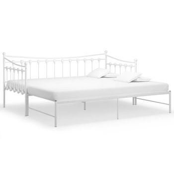 Estructura De Sofá Cama Extraíble De Metal Blanco 90x200 Cm