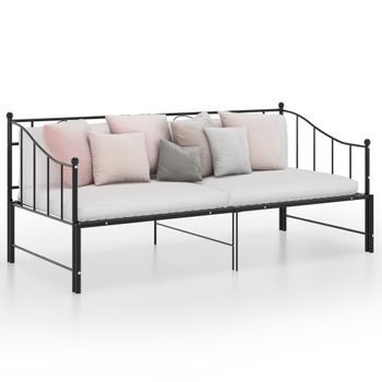 Estructura De Sofá Cama Extraíble De Metal Negro 90x200 Cm