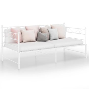 Estructura De Sofá Cama Extraíble Metal Blanco 90x200 Cm