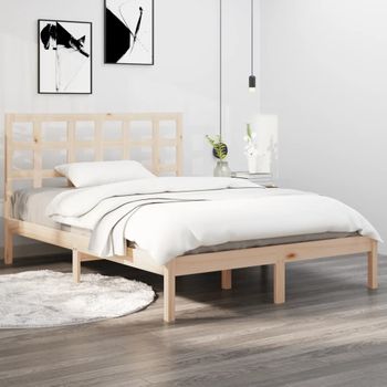 Estructura De Cama Madera Maciza De Pino 140x190 Cm