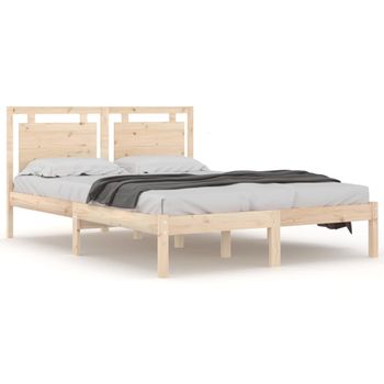 Estructura De Cama De Madera Maciza 160x200 Cm Marrón