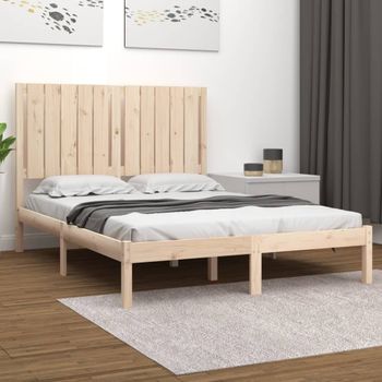 Estructura De Cama Madera Maciza Doble Pequeña 120x190 Cm